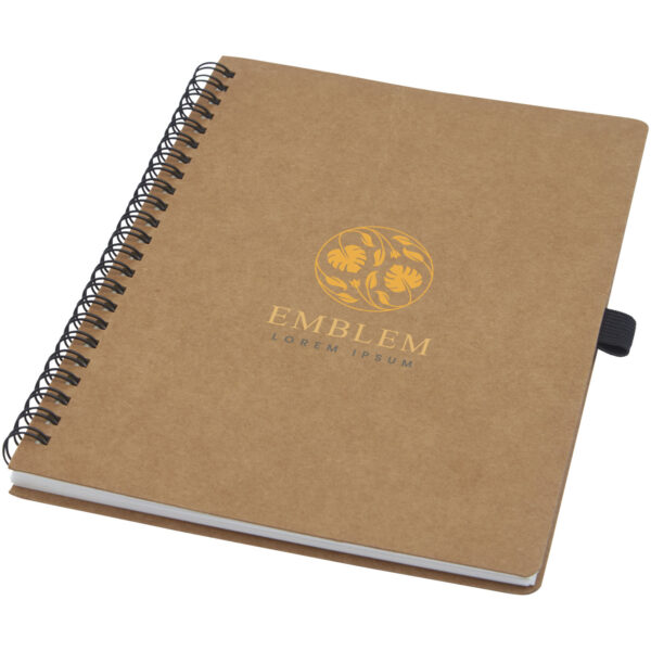 Cobble A5 wire-o recycled cardboard notebook with stone paper – Natural with logo