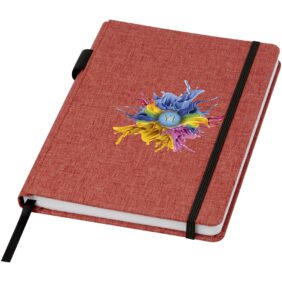 Orin A5 RPET notebook – Brick with logo