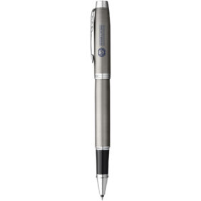 Parker IM rollerball pen (black ink) – Silver with logo