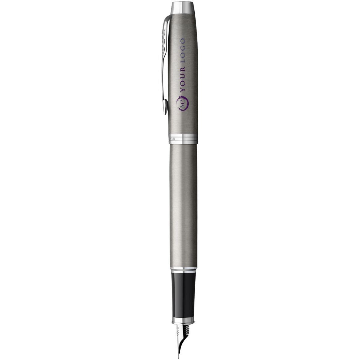Parker IM fountain pen (blue ink) – Silver with logo