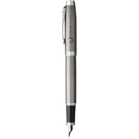 Parker IM fountain pen (blue ink) – Silver with logo