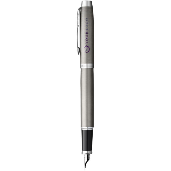 Parker IM fountain pen (blue ink) – Silver with logo