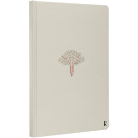 Karst® A5 stone paper hardcover notebook - lined – Beige with logo
