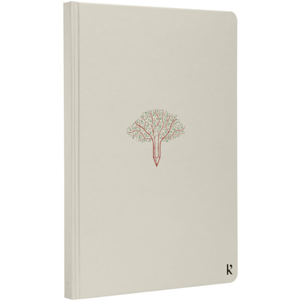 Karst® A5 stone paper hardcover notebook - lined – Beige with logo