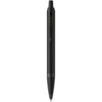 Parker IM achromatic ballpoint pen (blue ink) – Solid black front view
