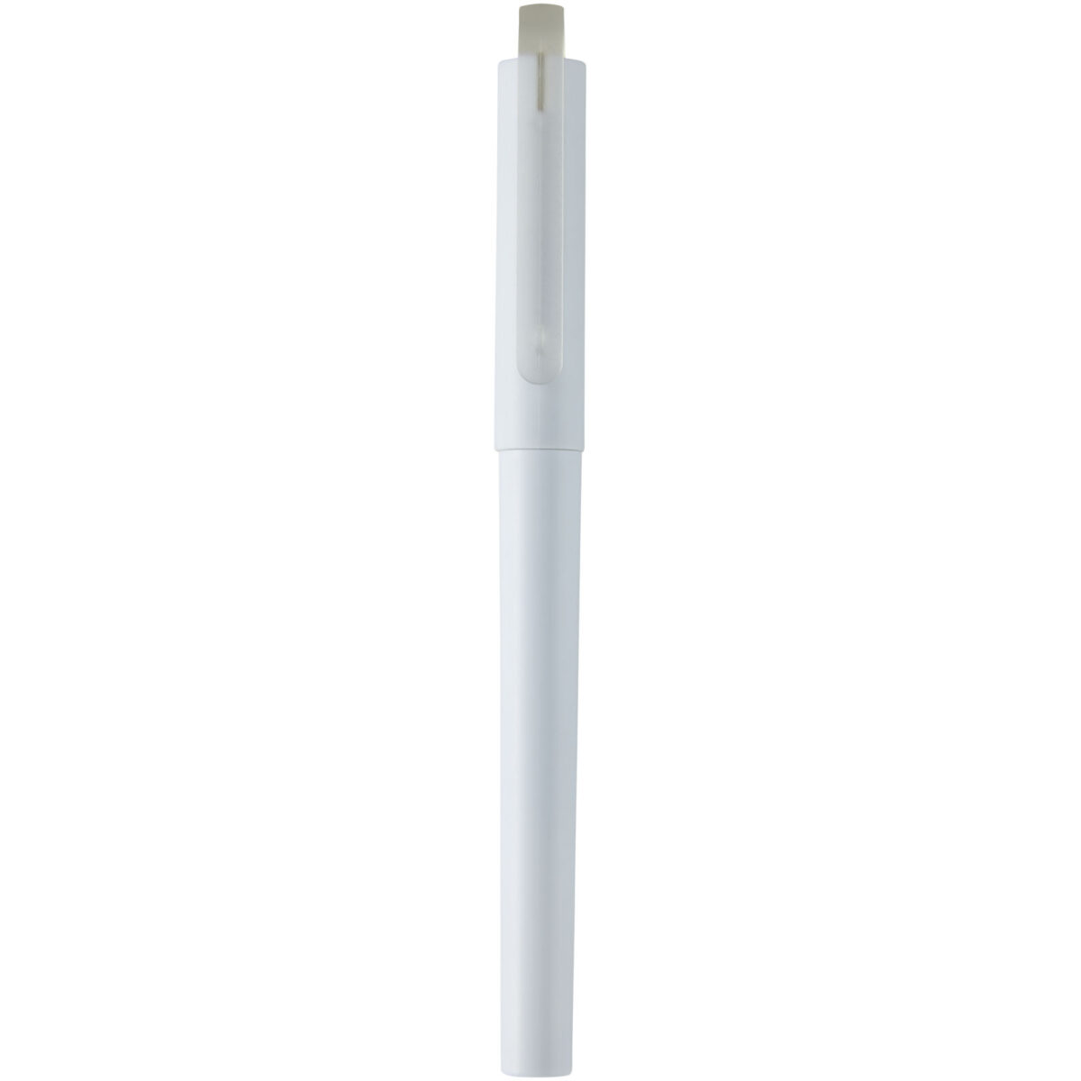 Mauna recycled PET gel rollerball pen (black ink) – White front view
