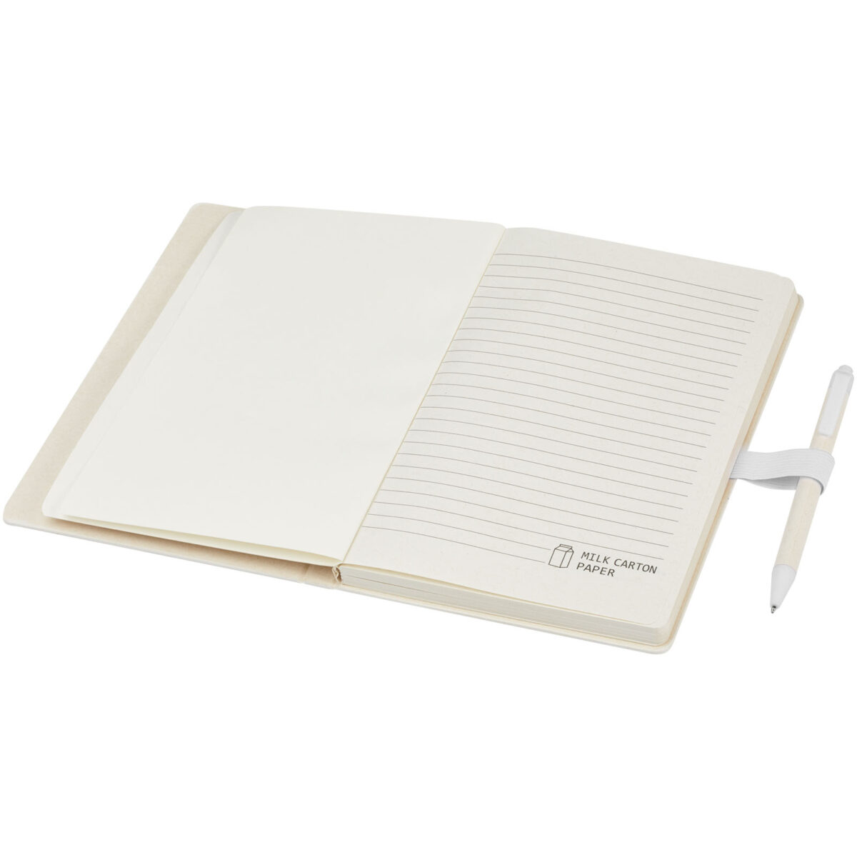 Dairy Dream A5 size reference recycled milk cartons notebook and ballpoint pen set – White extra view