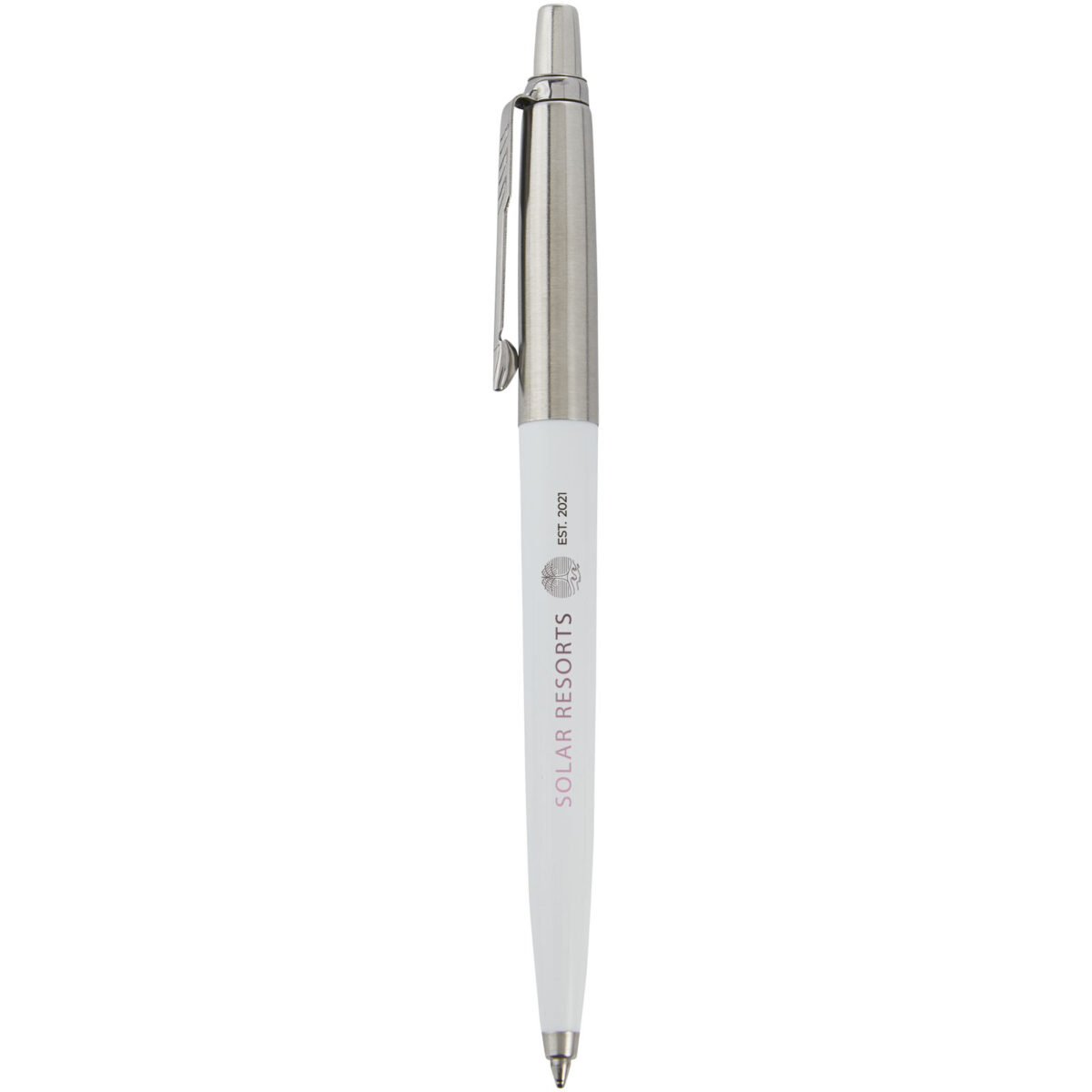 Parker Jotter Recycled ballpoint pen (blue ink) – White with logo