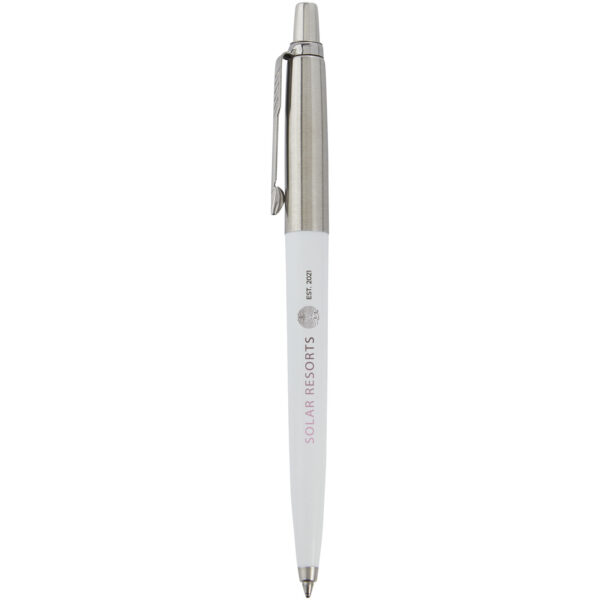 Parker Jotter Recycled ballpoint pen (blue ink) – White with logo