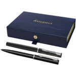 Waterman Allure rollerball and ballpoint pen set  (black ink) – Solid black with logo