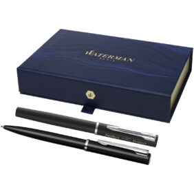 Waterman Allure rollerball and ballpoint pen set  (black ink) – Solid black with logo