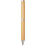 Apolys bamboo ballpoint and rollerball pen gift set  (black ink) – Natural back view