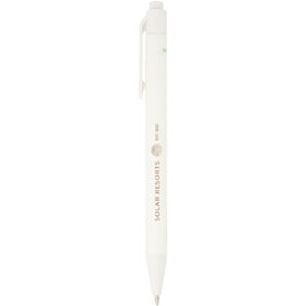 Chartik monochromatic recycled paper ballpoint pen with matte finish (black ink) – White with logo