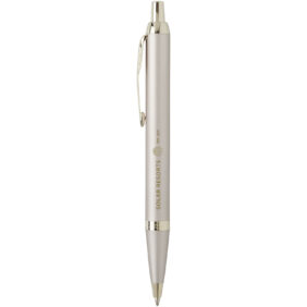Parker IM ballpoint pen (blue ink) – Champagne with logo