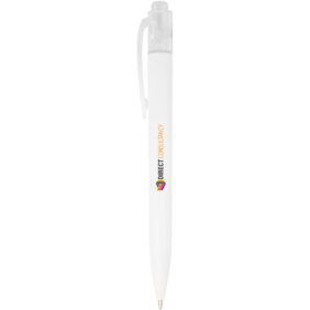 Thalaasa ocean-bound plastic ballpoint pen (black ink) – Transparent white with logo