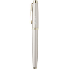 Parker IM rollerball pen (black ink) – Champagne with logo