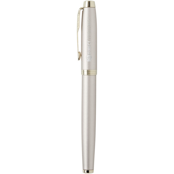 Parker IM rollerball pen (black ink) – Champagne with logo