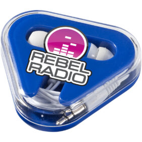 Rebel earbuds – Royal blue with logo