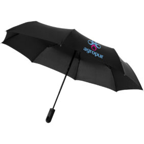 Trav 21.5" foldable auto open/close umbrella – Solid black with logo