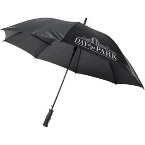 Bella 23" auto open windproof umbrella – Solid black with logo