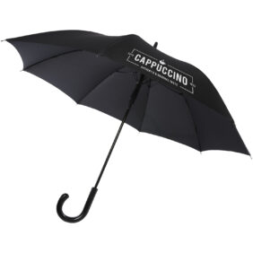 Fontana 23" auto open umbrella with carbon look and crooked handle – Solid black with logo