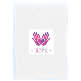 Mayan recycled plastic disposable rain poncho with storage pouch – White with logo