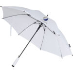 Niel 23" auto open recycled PET umbrella – White with logo