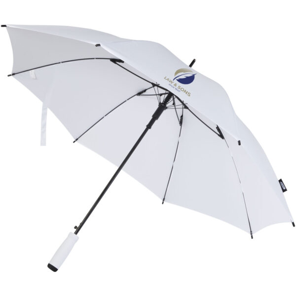 Niel 23" auto open recycled PET umbrella – White with logo