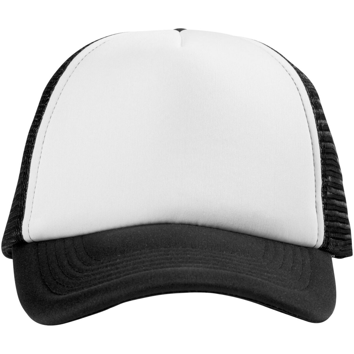 Trucker 5 panel cap – Solid black front view