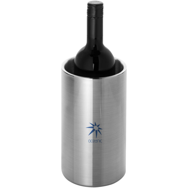 Cielo double-walled stainless steel wine cooler – Silver with logo