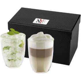 Boda 2-piece glass set – Transparent clear with logo