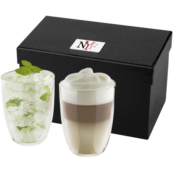 Boda 2-piece glass set – Transparent clear with logo