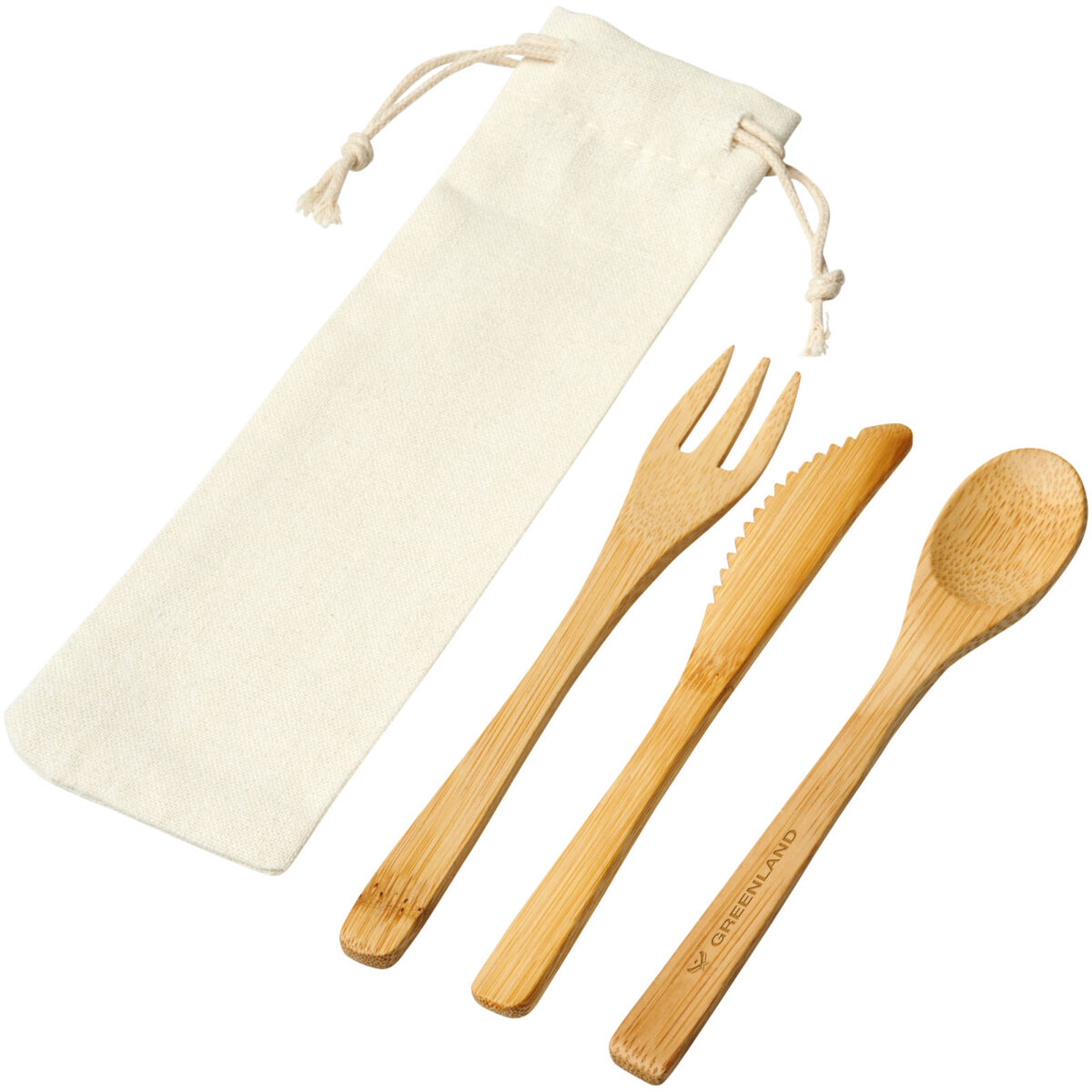 Celuk bamboo cutlery set – Natural with logo
