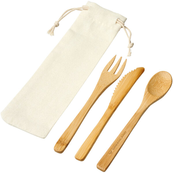 Celuk bamboo cutlery set – Natural with logo