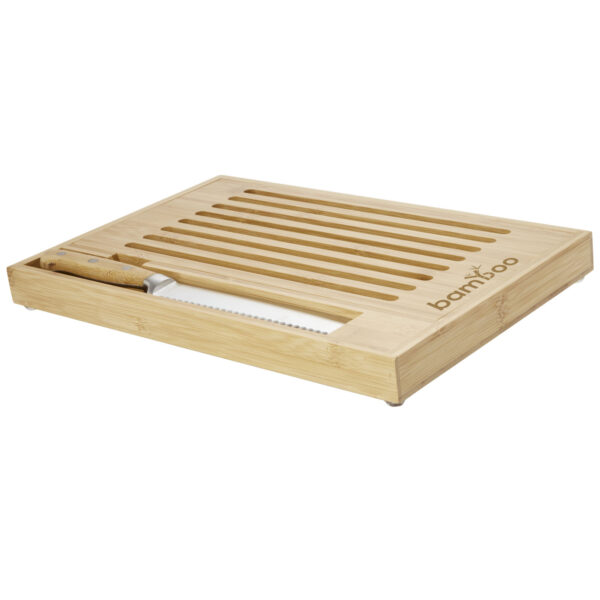 Pao bamboo cutting board with knife – Natural with logo