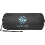 Lily GRS certified RPET coral fleece blanket – Dark blue with logo