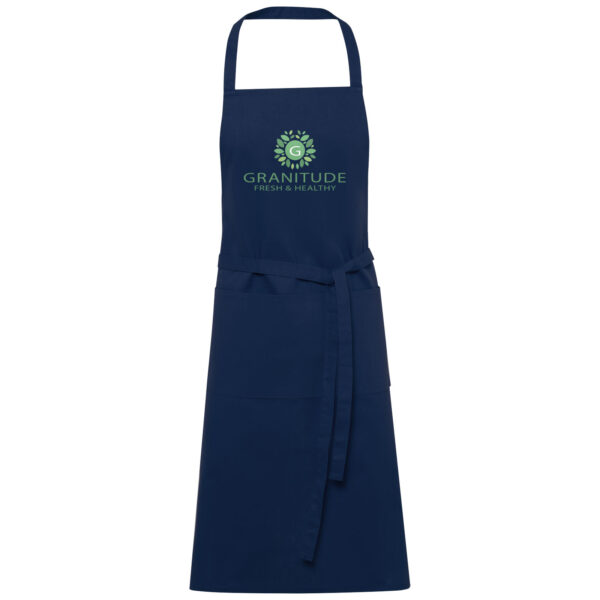 Orissa 200 g/m² organic cotton apron – Navy with logo