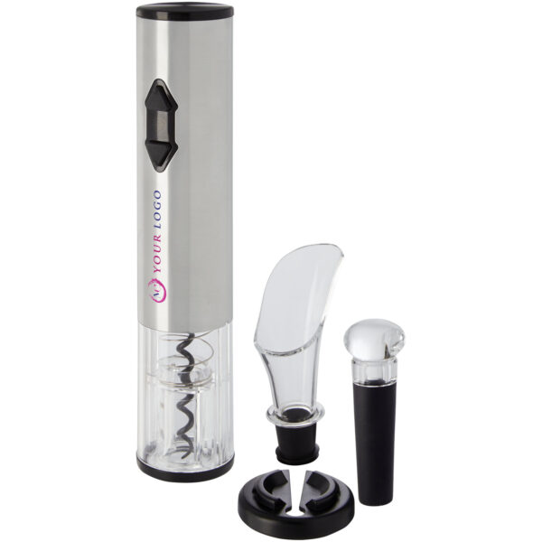 Pino electric wine opener with wine tools – Silver with logo