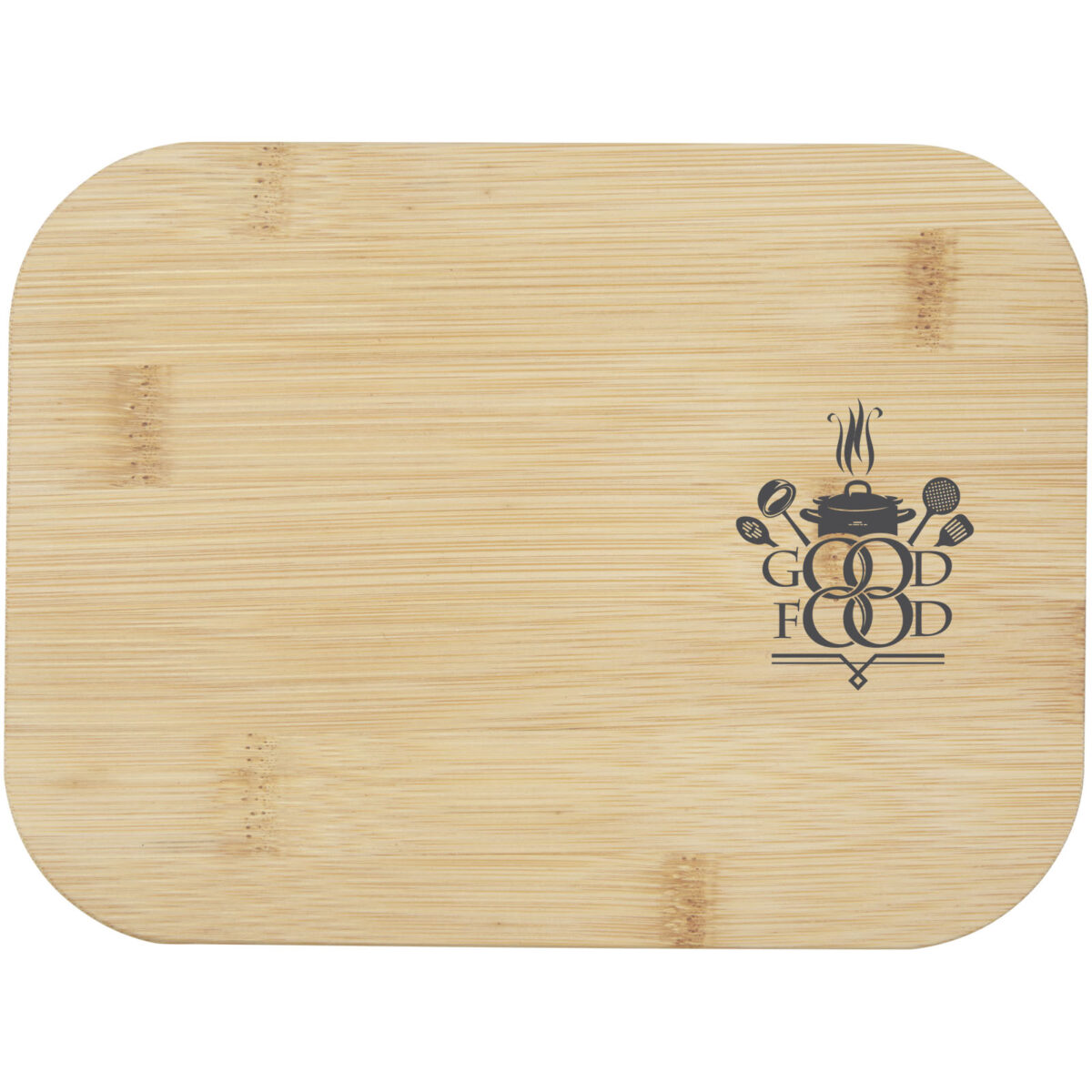 Roby glass lunch box with bamboo lid – Natural with logo