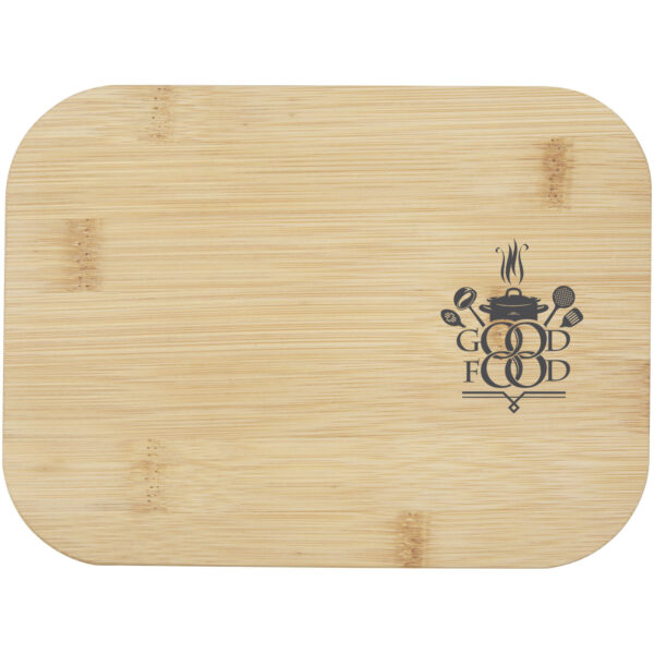 Roby glass lunch box with bamboo lid – Natural with logo
