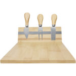 Mancheg bamboo magnetic cheese board and tools – Natural front view