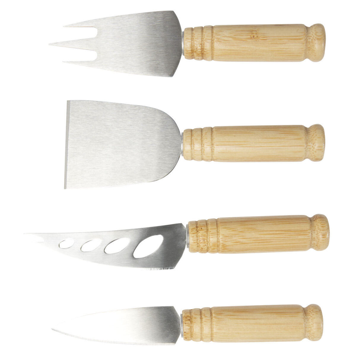 Cheds 4-piece bamboo cheese set – Natural front view