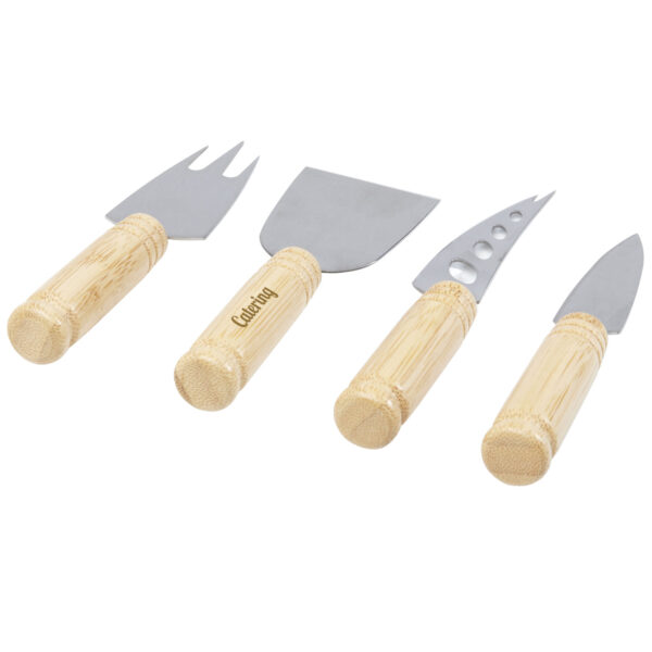 Cheds 4-piece bamboo cheese set – Natural with logo