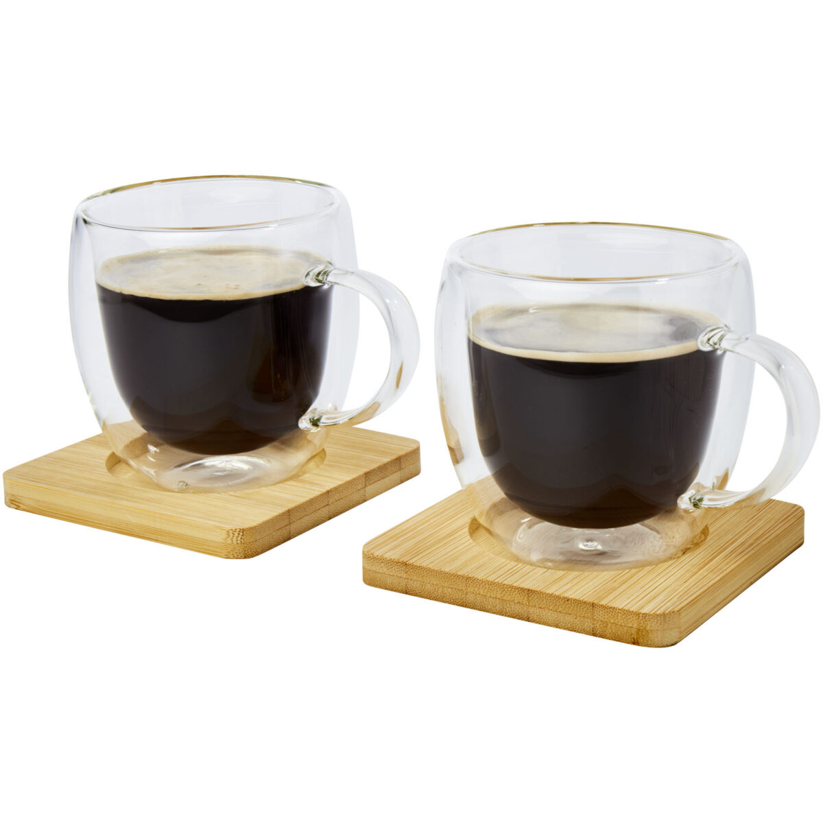 Manti 2-piece 250 ml double-wall glass cup with bamboo coaster – Transparent extra view
