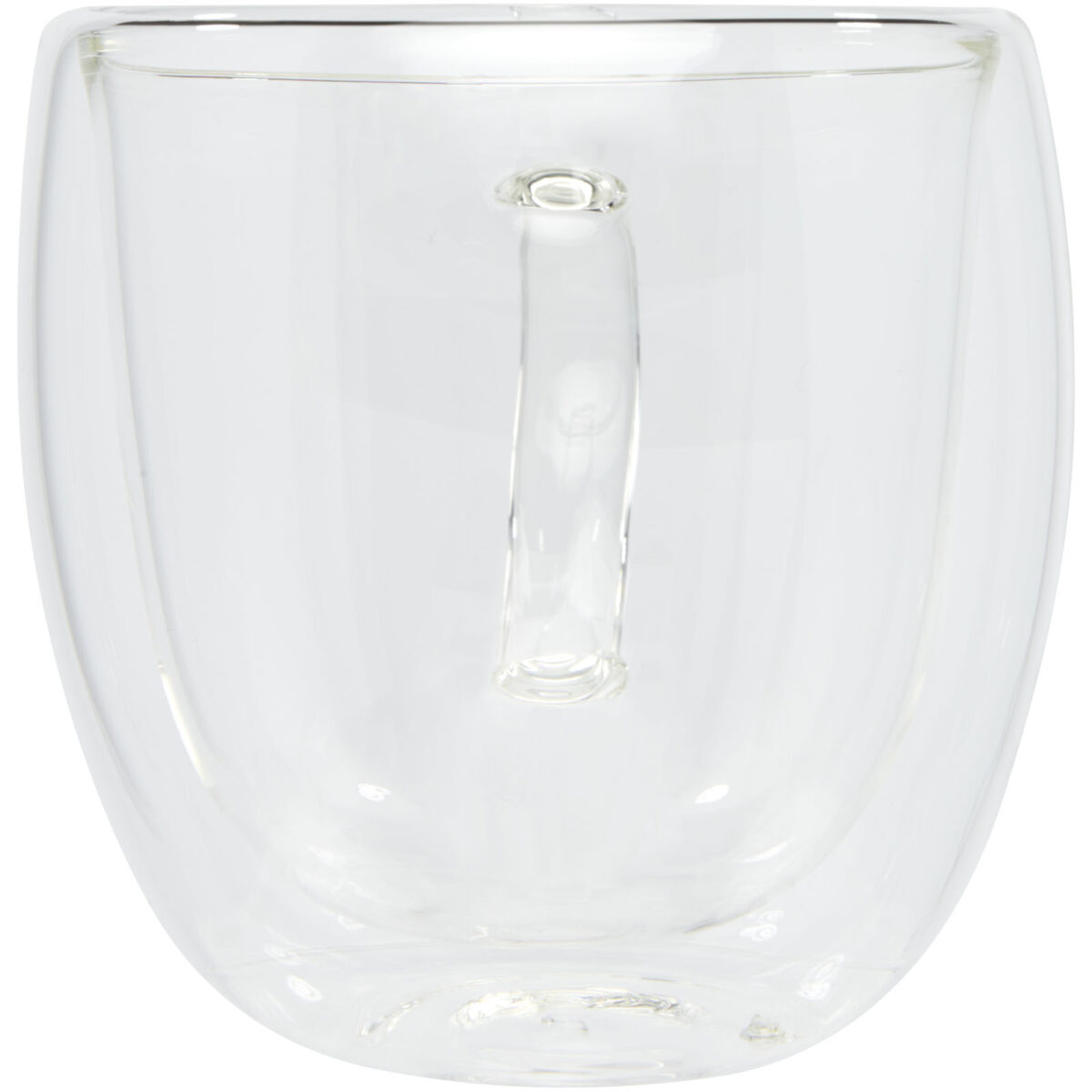 Manti 2-piece 250 ml double-wall glass cup with bamboo coaster – Transparent front view