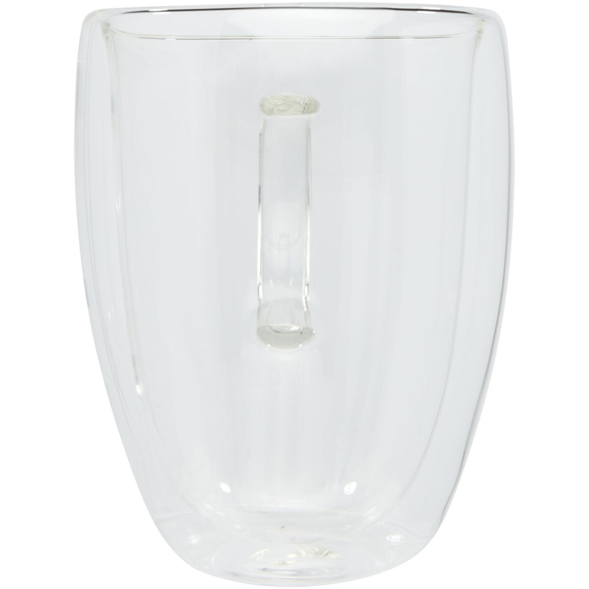 Manti 2-piece 350 ml double-wall glass cup with bamboo coaster – Transparent front view