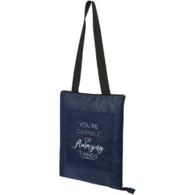 Clary GRS recycled polyester picnic blanket – Navy with logo
