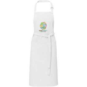 Andrea 240 g/m² apron with adjustable neck strap – White with logo