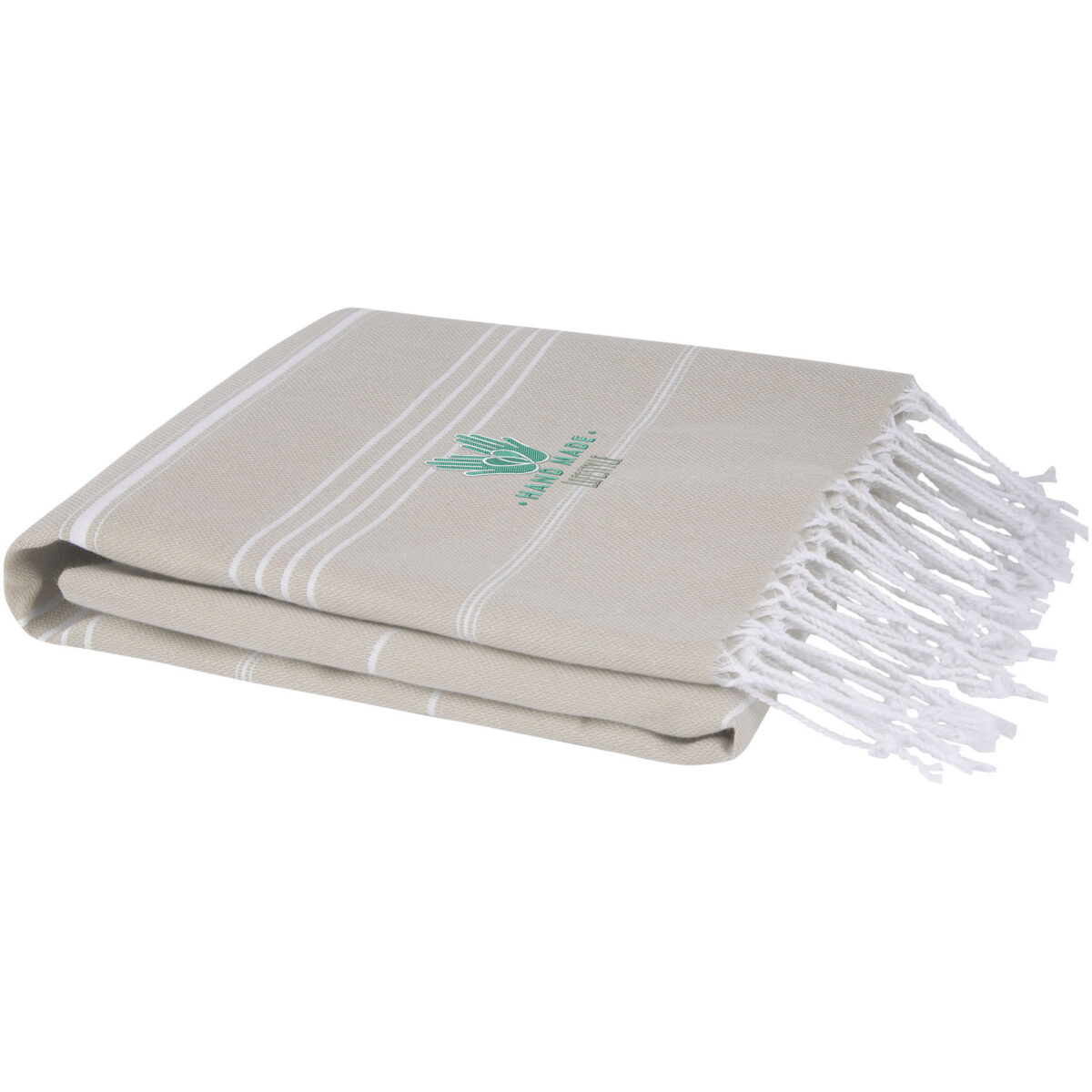 Anna 150 g/m² hammam cotton towel 100x180 cm – Beige with logo