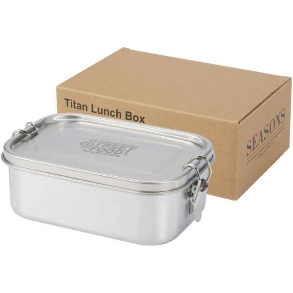 Titan recycled stainless steel lunch box – Silver with logo